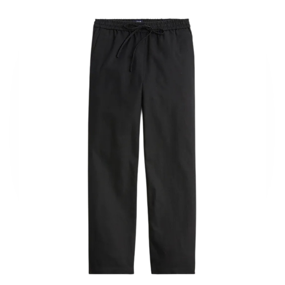 J.Crew Factory Tall linen-blend slim wide-leg drawstring pant in black (18T)